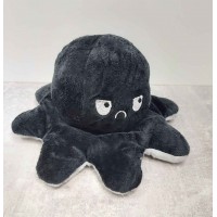 М'яка іграшка восьминіг перевертень, двосторонній восьминіг настрій 2 в 1 Чорно-сірий