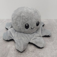 М'яка іграшка восьминіг перевертень, двосторонній восьминіг настрій 2 в 1 Чорно-сірий