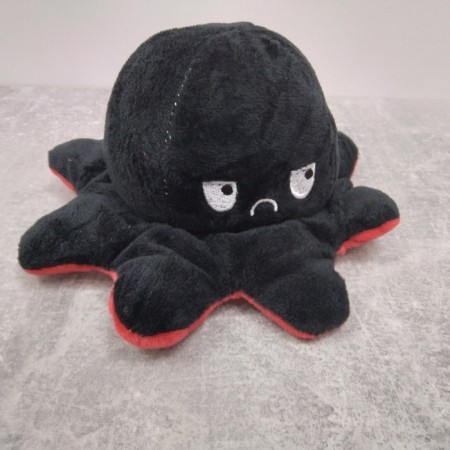 М'яка іграшка восьминіг перевертень, двосторонній восьминіг настрій 2 в 1 Чорно-червоний