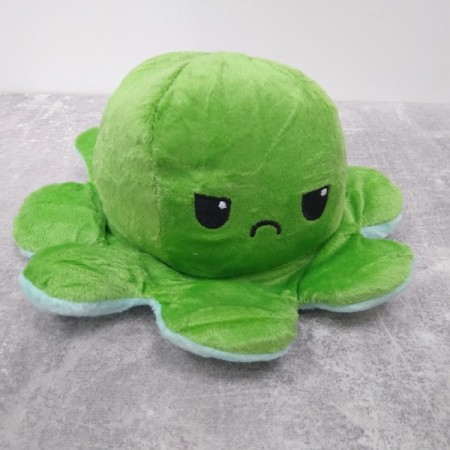 М'яка іграшка восьминіг перекрут, двосторонній восьминіг настрій 2 в 1 Зелено-блакитний