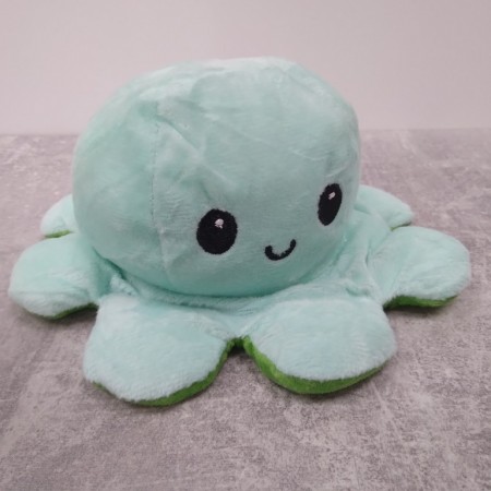 М'яка іграшка восьминіг перекрут, двосторонній восьминіг настрій 2 в 1 Зелено-блакитний