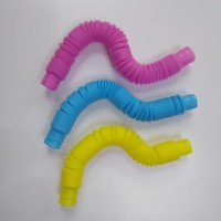 Розвиваюча сенсорна дитяча іграшка Pop Tube антистрес поп туб набір 3 шт (блакитний, жовтий, рожевий) POP-TB-25