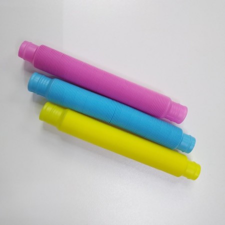 Розвиваюча сенсорна дитяча іграшка Pop Tube антистрес поп туб набір 3 шт (блакитний, жовтий, рожевий) POP-TB-25