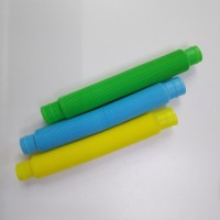 Розвиваюча сенсорна дитяча іграшка Pop Tube антистрес поп туб набір 3 шт (блакитний, жовтий, зелений) POP-TB-25