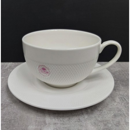 Чашка чайна з блюдцем Interos Tudor TU2755 Сітка фарфорова 350 мл