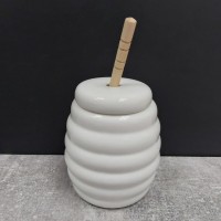 Банку для меду Interos порцеляновий PJ00912 з дерев'яною ложкою 300 мл