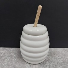 Банку для меду Interos порцеляновий PJ00912 з дерев'яною ложкою 300 мл