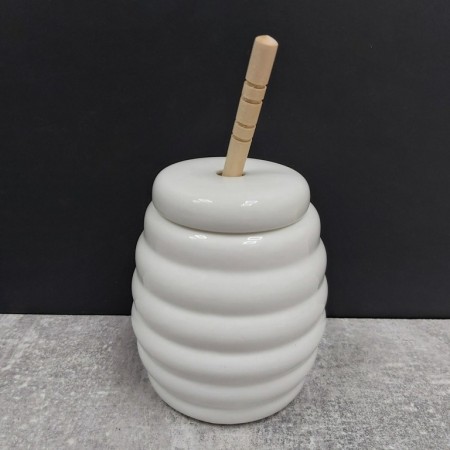 Банку для меду Interos порцеляновий PJ00912 з дерев'яною ложкою 300 мл