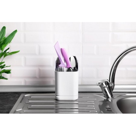 Лоток для столових приладів Emhouse 11х12 см h 17 см пластик Білий EP-910