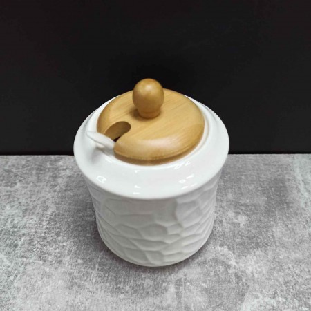 Цукорниця з ложкою та дерев'яною кришкою 380 мл PJ03252-1