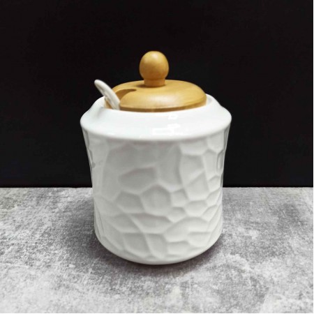 Цукорниця з ложкою та дерев'яною кришкою 380 мл PJ03252-1