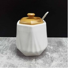 Цукорниця з ложкою та дерев'яною кришкою 330 мл PJ03346-1