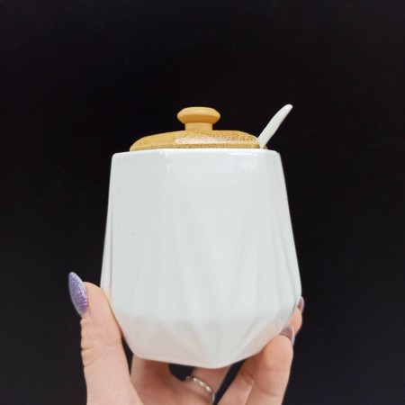 Цукорниця з ложкою та дерев'яною кришкою 330 мл PJ03346-1