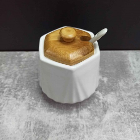 Цукорниця з ложкою та дерев'яною кришкою 330 мл PJ03346-1