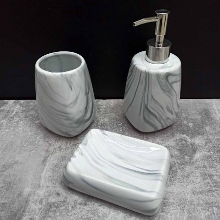 Набір аксесуарів для ванної кімнати Сірий мармур 3 предмети BonaDi 851-248