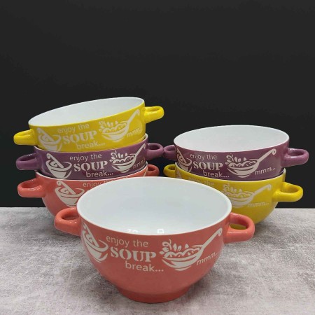 Набір бульйонниць-піал з ручками 650 мл 6 шт кераміка SOUP SNT 19933