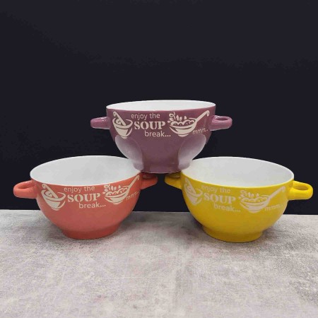 Набір бульйонниць-піал з ручками 650 мл 6 шт кераміка SOUP SNT 19933