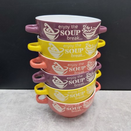 Набір бульйонниць-піал з ручками 650 мл 6 шт кераміка SOUP SNT 19933