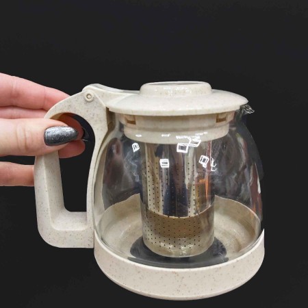 Заварювальний чайник SNT 700мл (еко пластик+ боросилікатне, зміцнене скло) (9161)