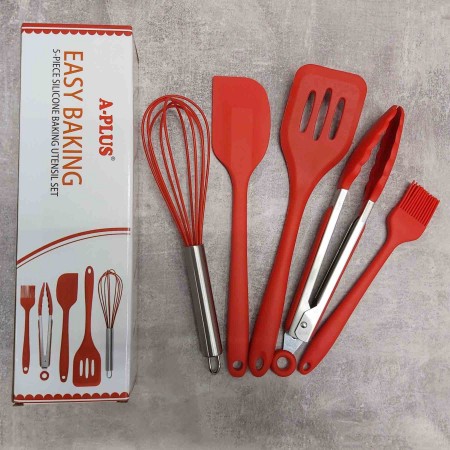 Набір кухонного приладдя силіконовий 5 предметів червоний A-PLUS 1962