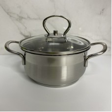 Каструля із нержавіючої сталі зі скляною кришкою 14 см 0.9 л Maestro MR-3508-14