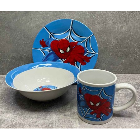 Набір дитячого посуду Спайдермен 3 предмети фарфор Interos TO-6 (84407)