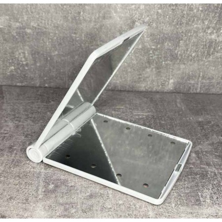 Кишенькове дзеркало складане з підсвіткою LED біле  A-PLUS 822