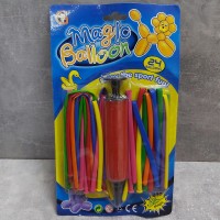 Кульки надувні для моделювання з насосом різнокольорові 24 шт MK-0301