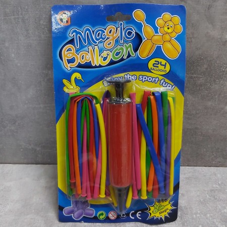 Кульки надувні для моделювання з насосом різнокольорові 24 шт MK-0301