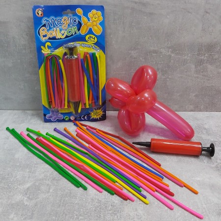 Кульки надувні для моделювання з насосом різнокольорові 24 шт MK-0301