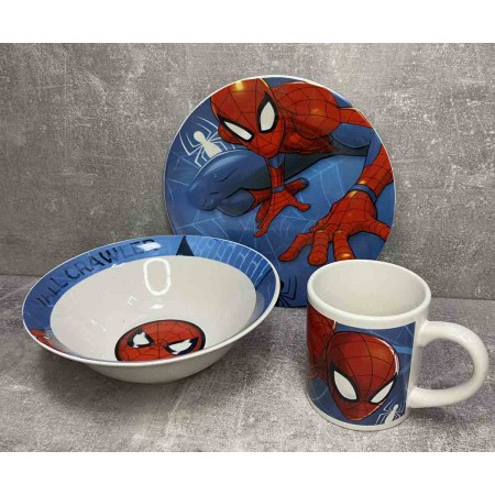 Набір дитячого посуду Спайдермен 3 предмети порцеляна ТМ-21