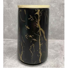 Банка порцелянова з бамбуковою кришкою 1000 мл чорна Bona Di 805-722