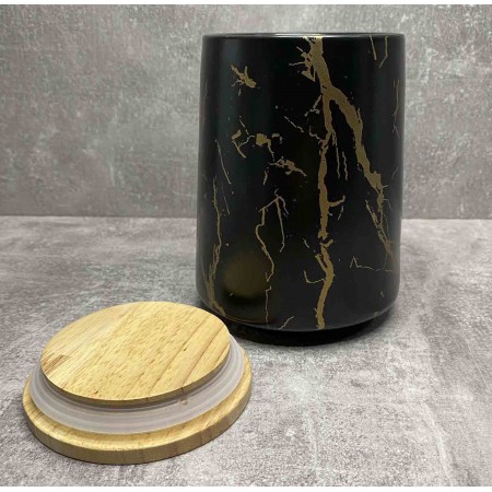 Банка порцелянова з бамбуковою кришкою 720 мл чорна Bona Di 805-721