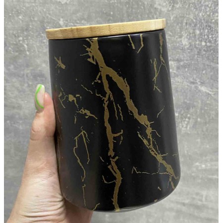 Банка порцелянова з бамбуковою кришкою 720 мл чорна Bona Di 805-721