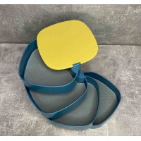 Скринька для зберігання ювелірних виробів та біжутерії з дзеркалом синя 4 відділення A-Plus ZX-902