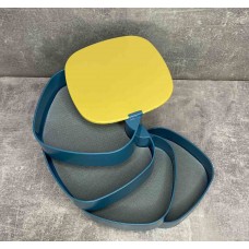 Скринька для зберігання ювелірних виробів та біжутерії з дзеркалом синя 4 відділення A-Plus ZX-902