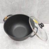 Каструля чавунна (казан) 6,0 л зі скляною кришкою та литими ручками T404C3