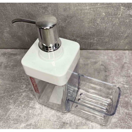 Дозатор для рідкого мила з контейнером для губки прозорий Baroness "Silver Combo" 20012