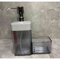 Дозатор для рідкого мила з контейнером для губки прозорий-тонований Baroness "Silver Combo" 20012