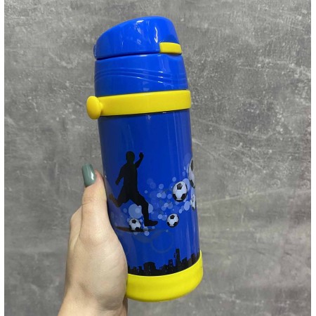 Дитячий термос із нержавіючої сталі з трубочкою  320 мл Синій A-Plus 1776
