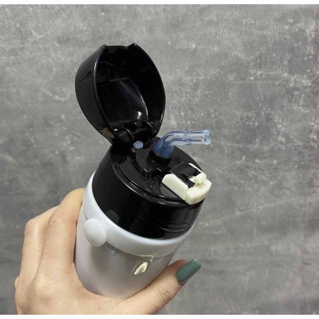 Дитячий термос із нержавіючої сталі з трубочкою  320 мл Чорно-білий A-Plus 1776