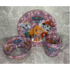 Набір дитячого посуду 3 предмети Щенячий Патруль Рожевий 3115-2