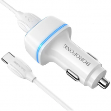 Автомобільний зарядний пристрій із кабелем 2.4A Type-C Borofone BZ14