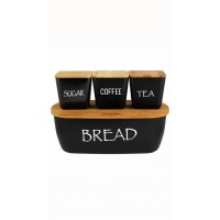 Хлібниця з кришкою з трьома ємностями Kamille KM-1133 чорна