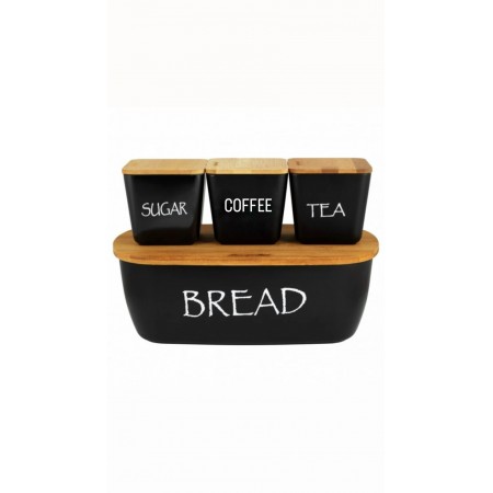 Хлібниця з кришкою з трьома ємностями Kamille KM-1133 чорна