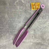 Щипці кухонні силіконові A-Plus 1959 з каркасом із нержавіючої сталі 25,5см  рожеві