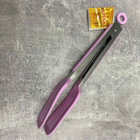 Щипці кухонні силіконові A-Plus 1959 з каркасом із нержавіючої сталі 25,5см  рожеві