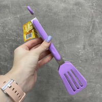 Щипці кухонні силіконові A-Plus 1959 з каркасом із нержавіючої сталі 25,5см  фіолетові