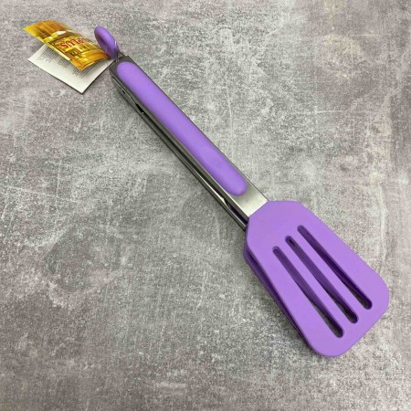 Щипці кухонні силіконові A-Plus 1959 з каркасом із нержавіючої сталі 25,5см  фіолетові