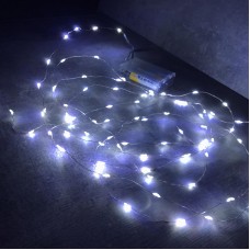 Гірлянда світлодіодна НА БАТАРЕЙКАХ 4 м 80 діодів LED , білий колір 